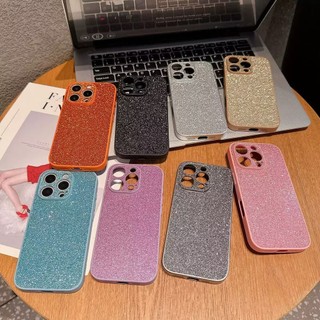 Hàn Quốc Màu Cam Bạc Lấp Lánh Bột Bảo Vệ Toàn Ống Kính Ốp Lưng Điện Thoại iPhone 17Promax 17Pro 16Promax 12 13 14 15 Pro Max Silicon Chống Sốc Nữ Điện Thoại Di Động