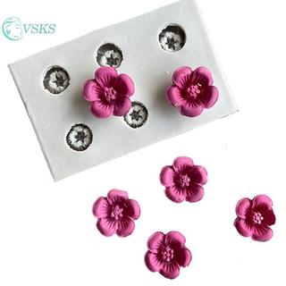 Chenlongshang Sáu Lỗ Hoa Nhỏ Hoa Mận Hoa Hồng Hoa Mẫu Đơn Khuôn Silicon Bánh Fondant Chocolate Bánh Sinh Nhật Chèn Khuôn EN