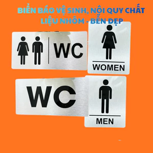 Biển chỉ dẫn vệ sinh, Biển Nhà Vệ Sinh, Toilet, biển Nội Quy vệ sinh,vệ sinh Nam/Nữ Nhôm xước