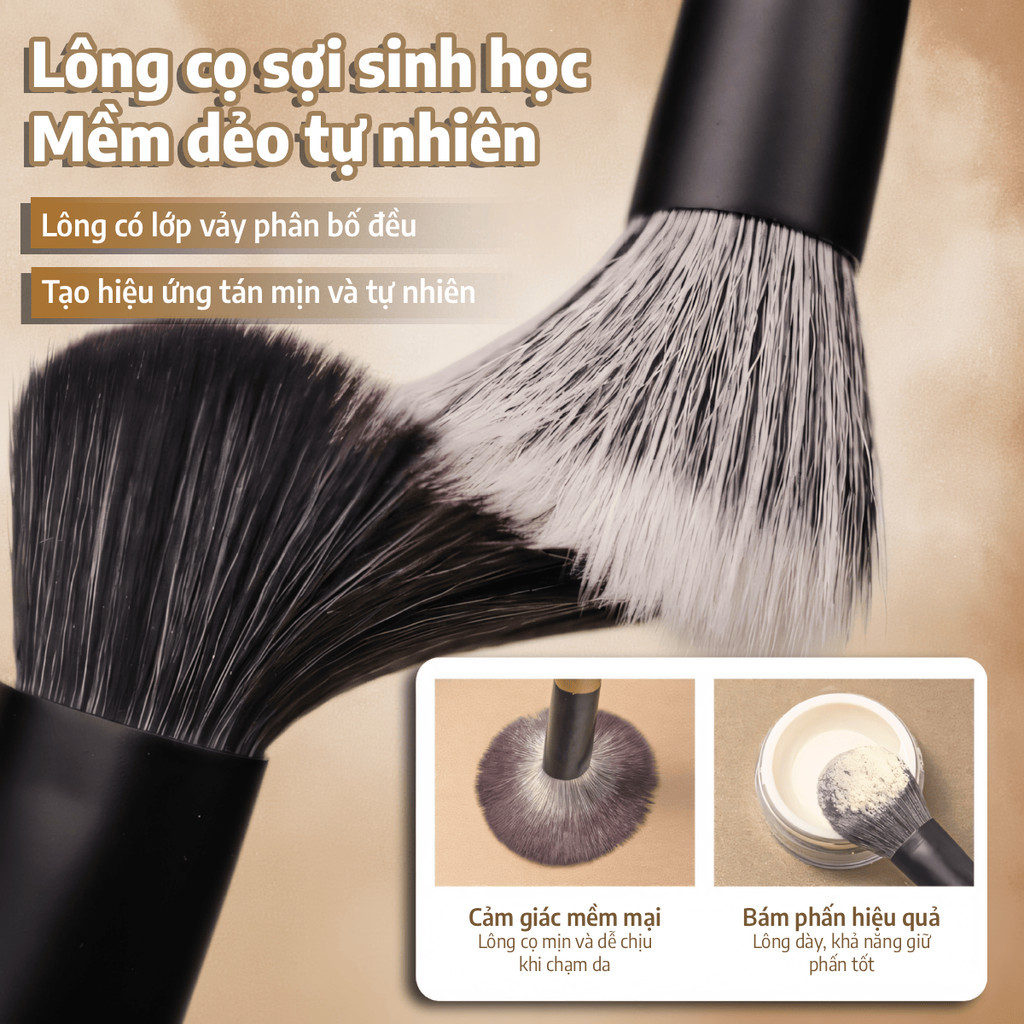 [TẶNG KÈM TÚI] Bộ cọ trang điểm 12 cây mini lông mềm mại thân gỗ chắc chắn, bộ cọ makeup cá nhân tiện dụng