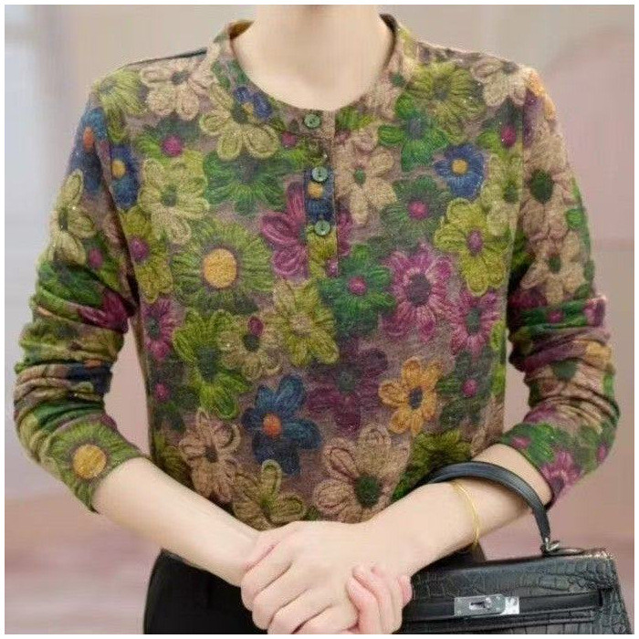 Áo dài tay dáng rộng dành cho phụ nữ trung niên, thời trang và thoải mái