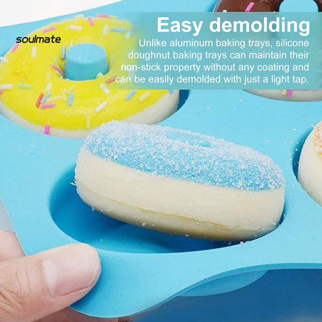 Linh hồn| Gia Đình Tập Hợp Khuôn Nướng Bánh 6 Cốc Khuôn Bánh Donut Silicon Cho Món Tráng Miệng Tự Làm Chảo Nướng Chống Dính Cho Bánh Doughnuts Bánh Và Bánh Ngọt Máy Nướng Cho Những Người Yêu Socola