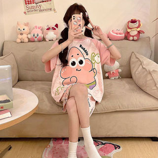 Bộ đồ ngủ mùa hè nữ mẫu mới 2025, đồ mặc nhà nhẹ tay ngắn dễ thương hoạt hình, Cổ Tròn Size Lớn dễ phối,đồ ngủ,đồ bộ nữ đồ mặc nhà