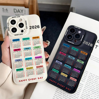 Ốp điện thoại lịch 2026 cho iPhone 17 / 17Air / 16E / 15 Plus / 14 / 13 / 12 / 11 / Pro Max. Chống sốc rơi. Hộp đựng túi khí kiểu áo khoác silicon lỏng che phủ toàn diện
