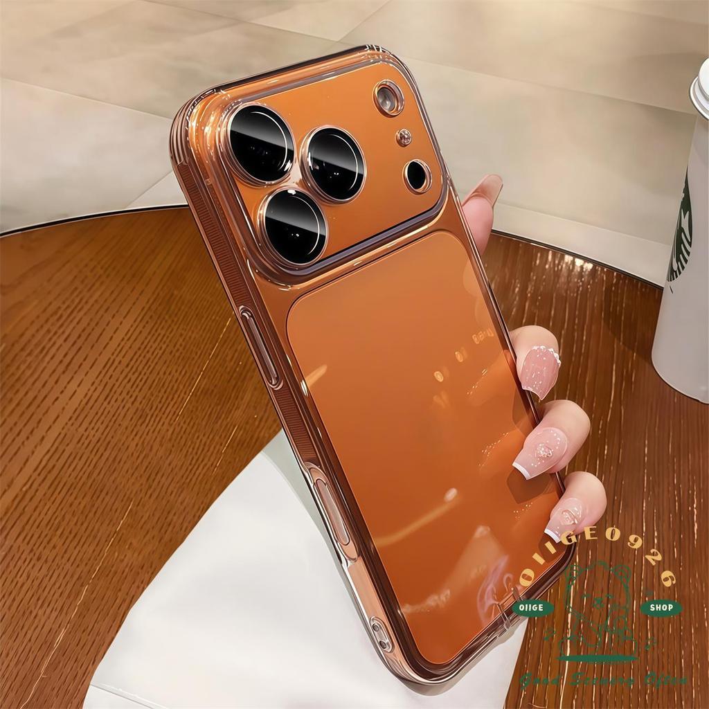 【 Ốp lưng iPhone17 】 Vỏ điện thoại mạ màu cam chống rơi iphone17 Pro Max 16 15 14 13 12 cho vỏ iPhone Vỏ mềm silicon TPU chống sốc