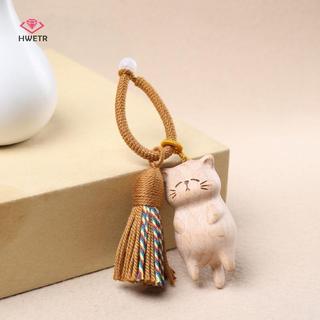 HWETR Retro Gỗ Móc Khóa Tay Khắc Dễ Thương Túi Mặt Dây Chuyền Trang Trí Móc Khóa Ô Tô Cho Nữ Túi Đôi Trang Sức Thời Trang Phụ Kiện Quà Tặng Mới