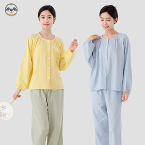 Áo len Cardigan cổ tròn 100% cotton và Bộ đồ ngủ dài màu sắc đa dạng dành cho nữ