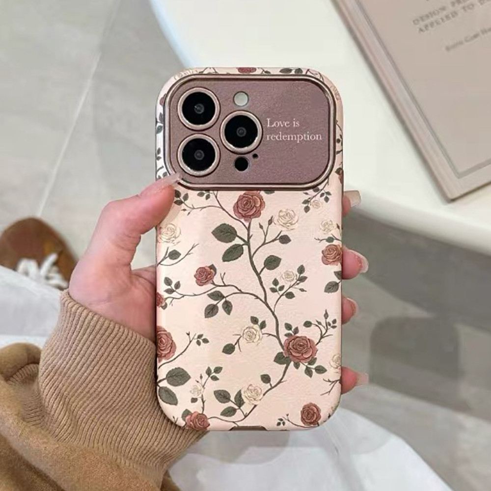Ốp Điện Thoại Da Windows Vintage Rose Cho iPhone 17 Pro Max 16 15 14 13 Vỏ Bảo Vệ Chống Sốc
