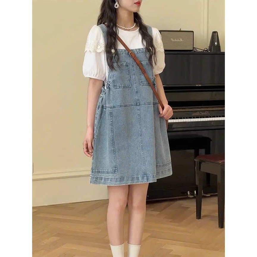 Yếm Bò Basic Phong Cách Ulzzang Vintage, Bigsize Loại 1 Quảng Châu , Yếm Jean dáng rộng phong cách Y4 KOKOSTORE