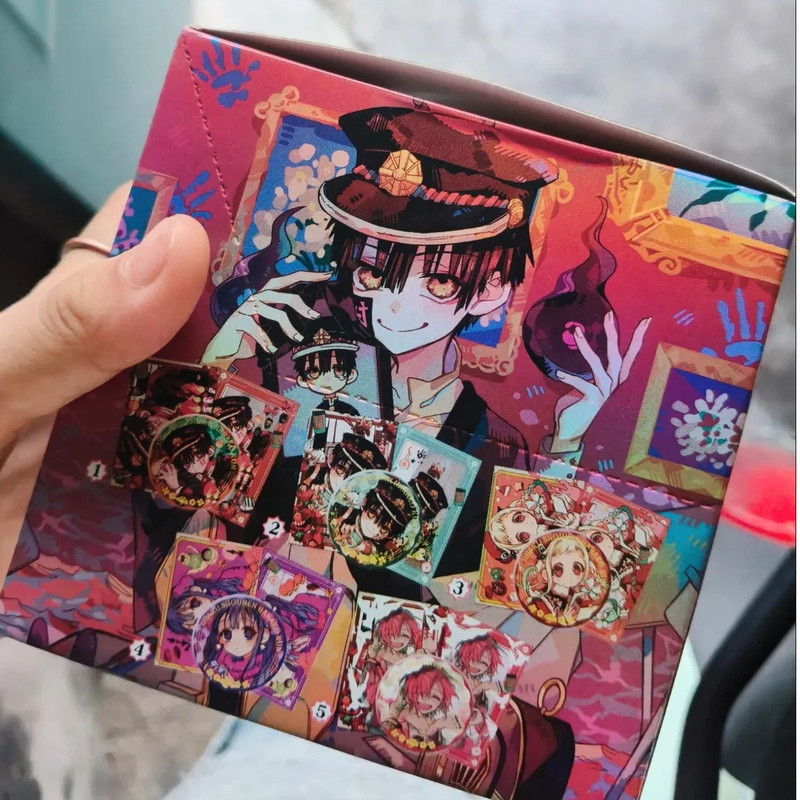 Bộ huy hiệu Pin hộp mù Hanako-kun 75mm kèm thẻ Anime Hàng hóa 10 gói trang trí sưu tập
