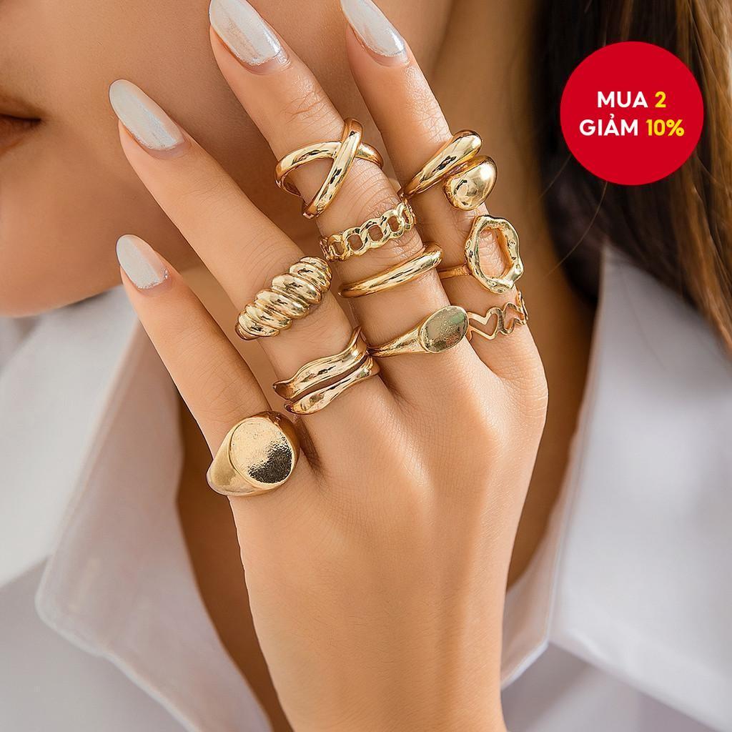 Nhẫn Có Thể Xếp Chồng Cho Nữ Trái Tim Tròn Ôm Quyến Rũ Hợp Thời Trang Bộ Quà Tặng Trang Sức