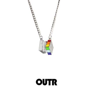 Vòng cổ tráng men cầu vồng Heart Rubik's Cube, thời trang cho áo len và xương đòn
