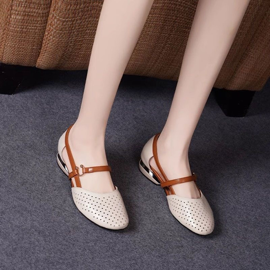 Xăng đan Đi Biển Mùa Hè Nữ Đầu Tròn Nêm Thoải Mái Chống Trơn Trượt Sandal Thích Hợp Để Mua Sắm Đi Bộ Trong Nhà