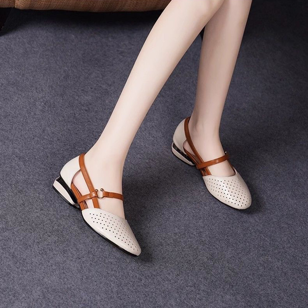 Xăng đan Đi Biển Mùa Hè Nữ Đầu Tròn Nêm Thoải Mái Chống Trơn Trượt Sandal Thích Hợp Để Mua Sắm Đi Bộ Trong Nhà
