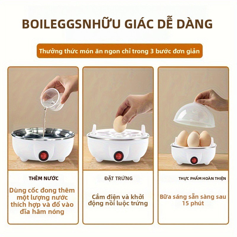 Máy hấp trứng tự động đa chức năng Máy hấp trứng luộc gia đình Súp trứng luộc trứng Dụng cụ tiện dụng Breakf