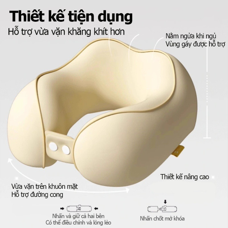 Gối chữ U kê cổ, chống mỏi cổ, ruột cao su non, siêu đàn hồi, cho dân văn phòng đi du lịch ô tô máy bay