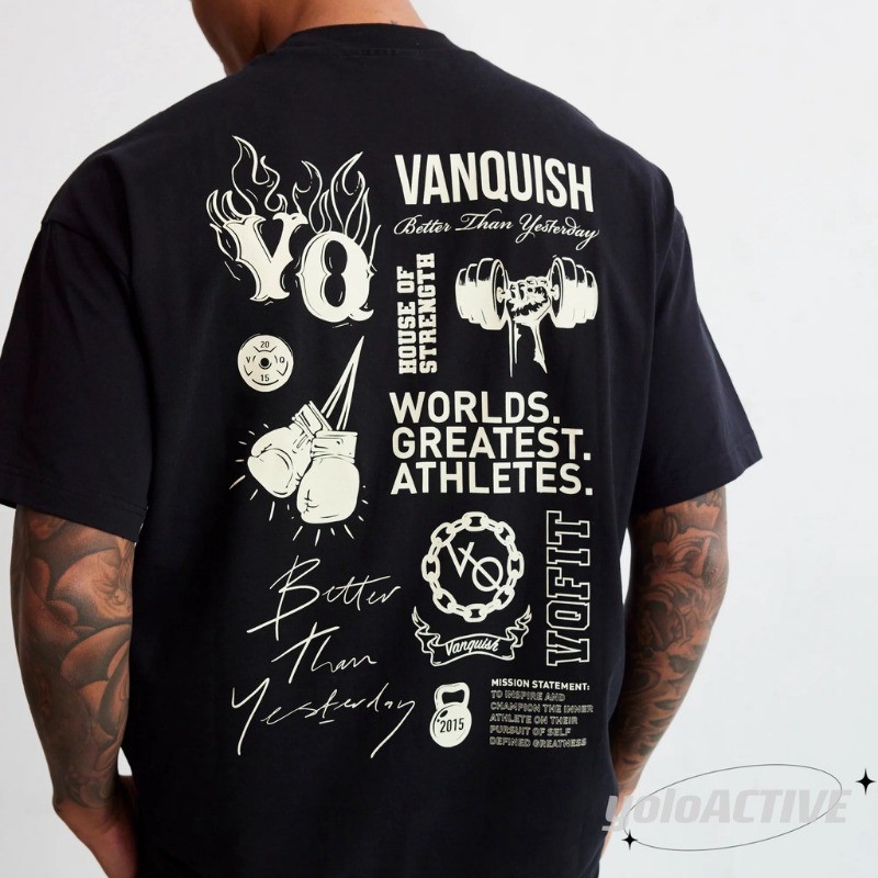 Bán chạy áo thun nam Vanquish, cổ tròn, 100% cotton nguyên chất, dáng rộng cổ điển với họa tiết thể thao và giải trí.