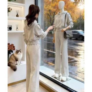 Set Bộ Nỉ Có Mũ Mix Quần Suông Dài Cá Tính, Set Bộ Áo Hodie Nỉ Mix Quần Ống Suông [Sẵn]