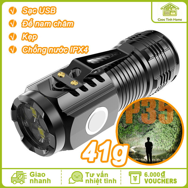 Đèn Pin Mini Cầm Tay Siêu Sáng, Chống Nước, Nhiều Chế Độ Chiếu Xa, Sạc ...