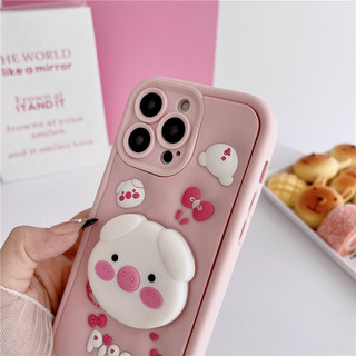 Giá Đỡ 3D Silicone Hồng Dễ Thương Heo Con Hoạt Hình Dành Cho iPhone 17 16 15 14 13 12 11 Pro Max 7 8 XXR XS