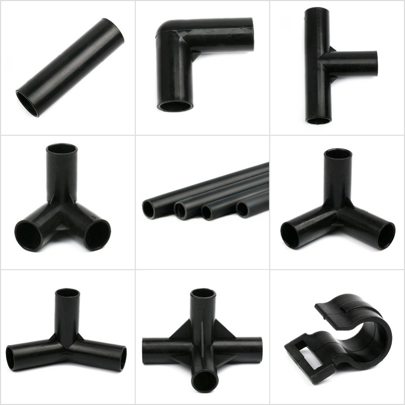 2 ~ 25 CÁI 8 / 12 / 16 / 19mm Đen ABS Phụ Kiện Nhựa PVC Đầu Nối Ống DIY Kệ Lều Cố Định Khớp Tee Bốn Chiều Khuỷu Tay Thẳng Khớp