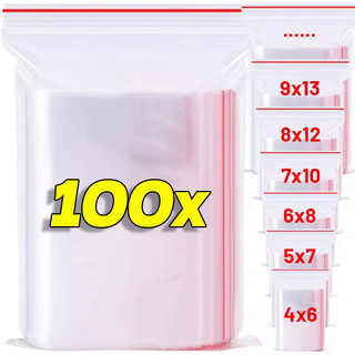 100 Túi Bảo Quản Nhựa Trong Suốt - Túi Bao Bì Thực Phẩm Kín Dây Kéo Làm Dày