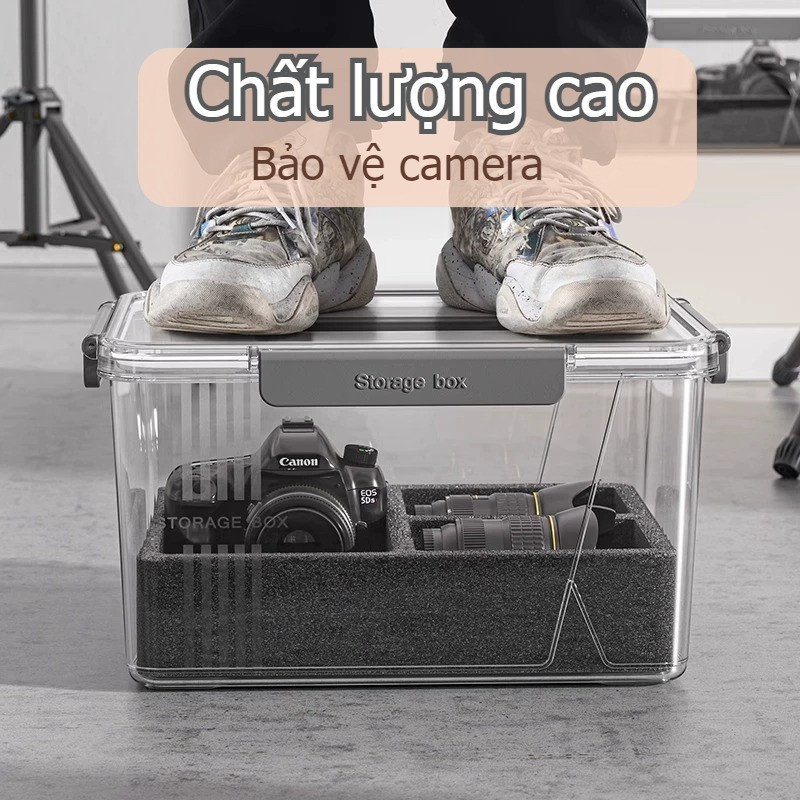 Combo Hộp Chống Ẩm Máy Ảnh Chuyên Dụng 6 Trong 1 Cho DSLR Mirrorless Compact, Kèm Đệm Chống Sốc Và Hút Ẩm