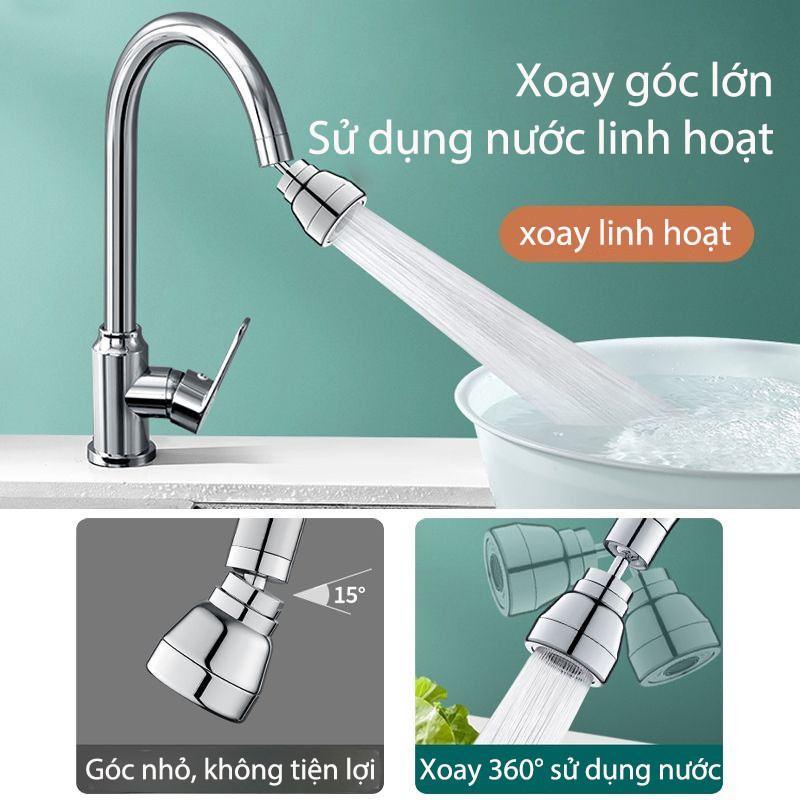 Đầu Vòi Inox 304 Đa Năng, chất liệu đồng thau và thân thựa ABS cao cấp, 3 Chế Độ Xả Nước