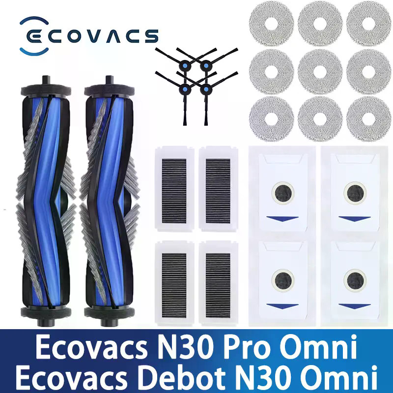 Tương thích cho Ecovacs Debot N30 Omni / N30 Pro Omni Robot Hút Chân Không Phụ Kiện Bàn Chải Bên Chính Hepa Lọc Rag Bụi Túi Phần