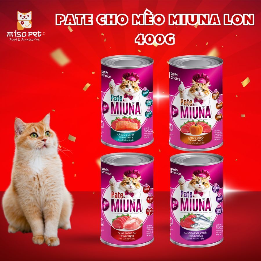 Pate cho mèo MIUNA lon 400g thức ăn ướt bổ sung Omega 3, Vitamin ...