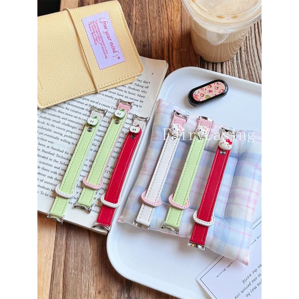 Dây Da Hoạt Hình Thích Hợp Cho Xiaomi Band 10 9 8 NFC Cho Mi Band 3 4 5 6 7 Cho Mi Band 8Pro 9 / 10 Pro Dây Đeo Tay