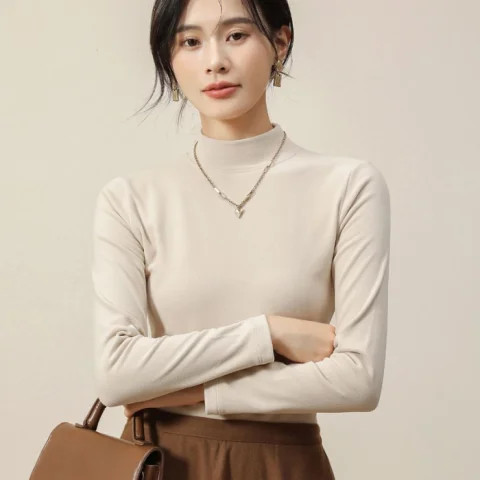 Áo giữ ấm áo mặc trong cổ cao lót nhung áo dài tay tôn dáng mẫu mới cho nữ
