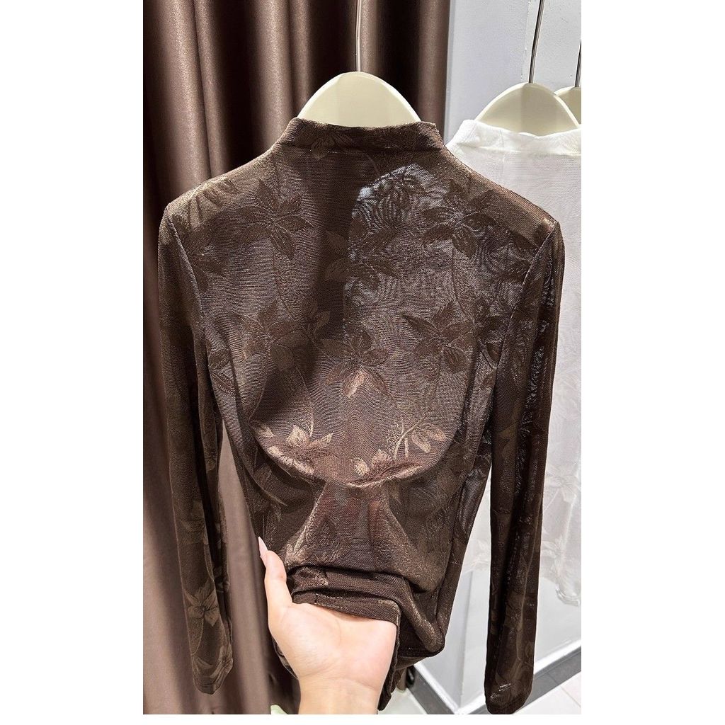 Milyfashion Áo Blouse Phong Cách Ballet, Ren Hơi Trong Suốt, Đáy Ôm - Thích Hợp Mùa Thu