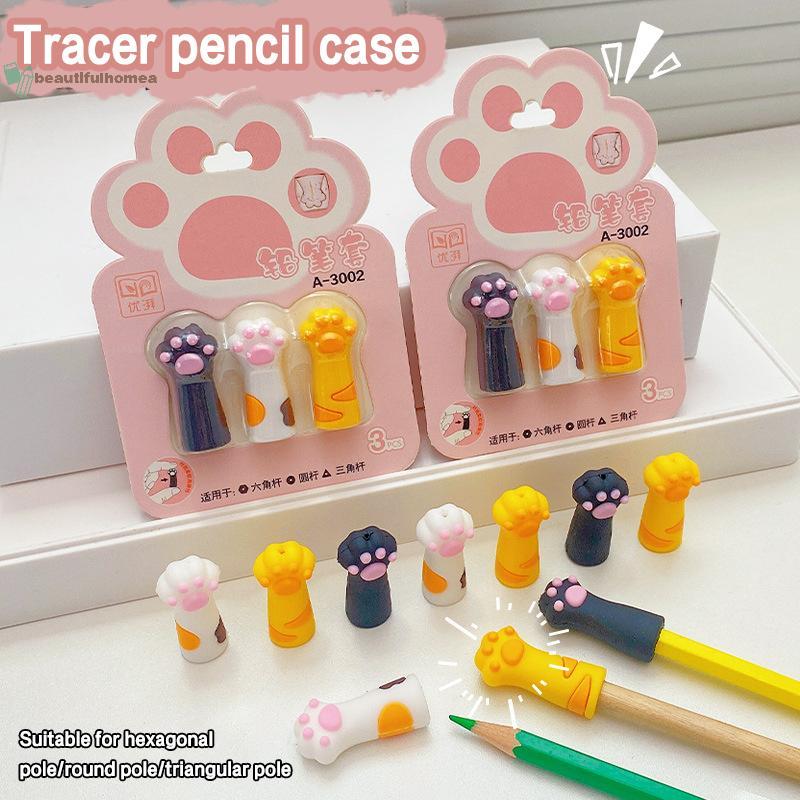 BeautifulHomeA 3 Cái Đáng Yêu Paw Bút Dễ Thương Topper Có Nút Chặn Kim Điểm Silicon Bảo Vệ Bút Chì Mở Rộng Đồ Dùng Học Tập VN