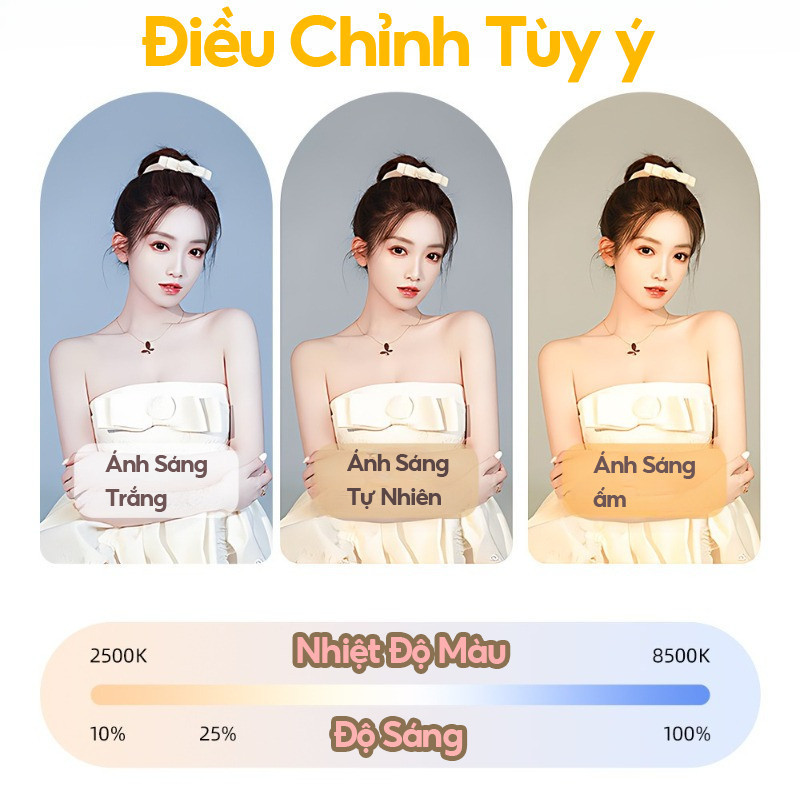 Đèn Livestream YM200, 3 Chế Độ Ánh Sáng, Di Động Tích Hợp Giá Đỡ Điện Thoại Hỗ Trợ Quay Video, Chụp Ảnh