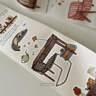 Washi tape PET tape nâu trầm Leisure Day Haoda