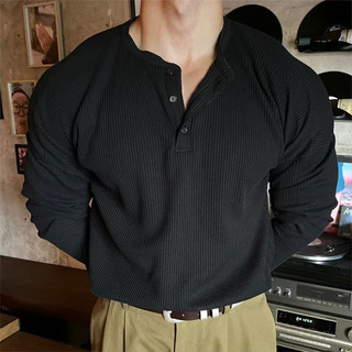 Áo sơ mi Henley nam tay dài thoáng khí, phù hợp mặc hàng ngày