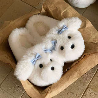 XIXITIAO Dép Cotton Nữ Mùa Đông Ấm Áp Thoải Mái Hoạt Hình Ngọt Ngào Chó Con Thời Trang Thường Ngày