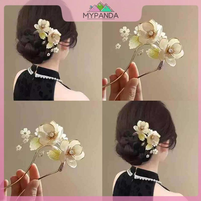 MYPANDA - Kẹp tóc mộc lan hợp kim vintage, phụ kiện thời trang cho tóc
