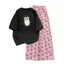 Tổng hợp các sét bộ quần heo hồng + mix áo phông phom unisex hình-con chim cánh cụt-QUANAO94