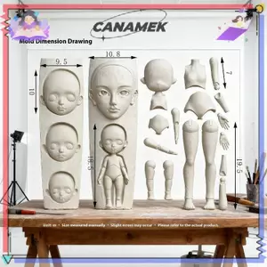CANAMEK 1 Bộ Búp Bê Mặt 3D Khuôn Silicon Móng Tay Nghệ Thuật Trang Trí DIY Thiết Kế Móng Tay Khuôn Đeo Giáp Phụ Kiện CSF