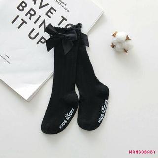MG-Girls 'Ống Tất Màu Nơ In Chữ Thời Trang Thoáng Khí Ấm Áp Vớ