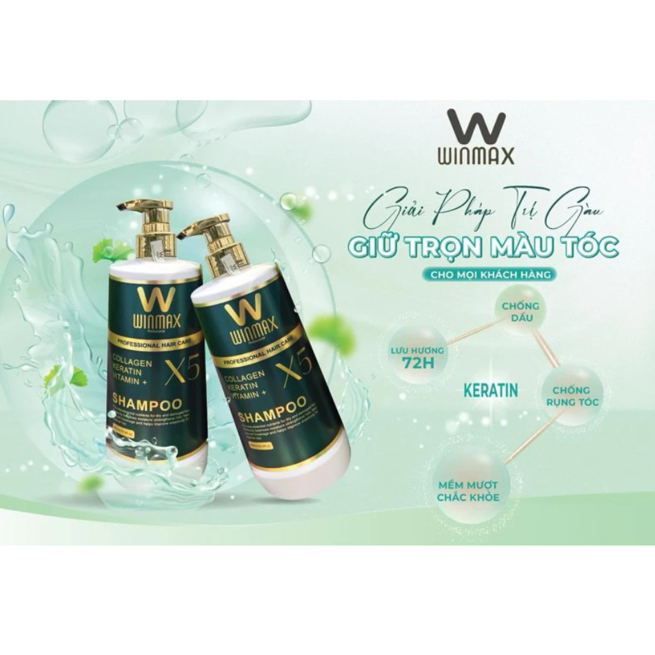 Dầu gội đầu Winmax X5 800ml hương nước hoa, sạch gàu, mềm mượt tóc, phục hồi hư tổn | Trunghair