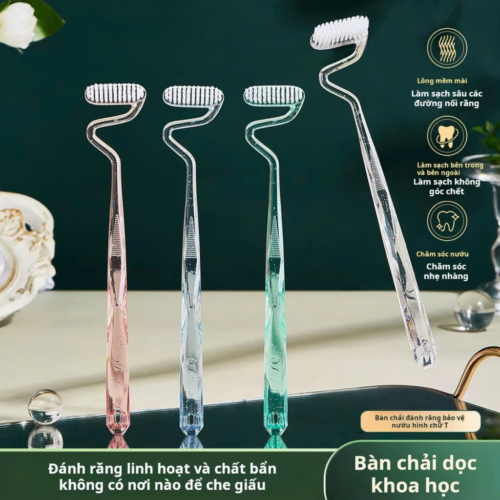 Set 4 Bàn chải đánh răng hình chữ S Bàn chải làm sạch cong hình chữ S sáng tạo