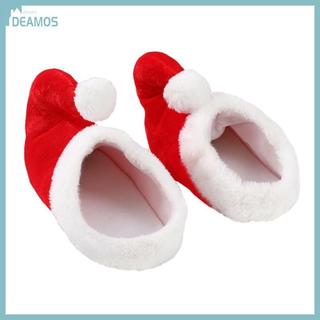 DE Đáng Yêu Giáng Sinh Ông Già Noel Dép Lễ Hội Màu Đỏ Hoạt Hình Dép Mùa Đông Ấm Áp