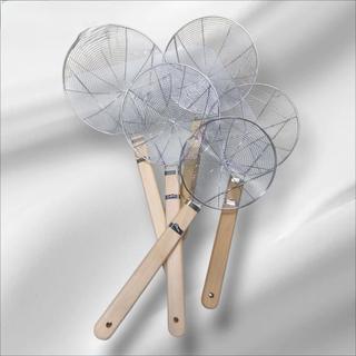 Vợt Vòng Inox Cán Gỗ Lớn nhiều Size, Vợt lưới vớt thức ăn chiên ráo dầu cán gổ tự nhiên  - Trường An VN