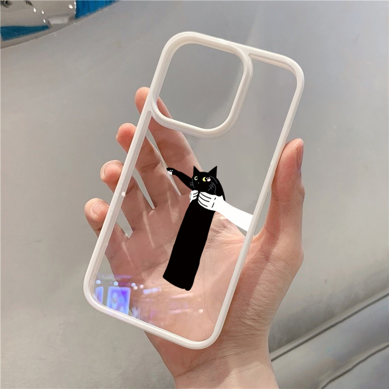 Dành Cho Samsung S24 S25 Ultra S24 S23 FE S23 S22 S21 Plus S20 S21 FE Mèo Lười Dễ Thương Trong Suốt Chống Sốc Bìa Cứng