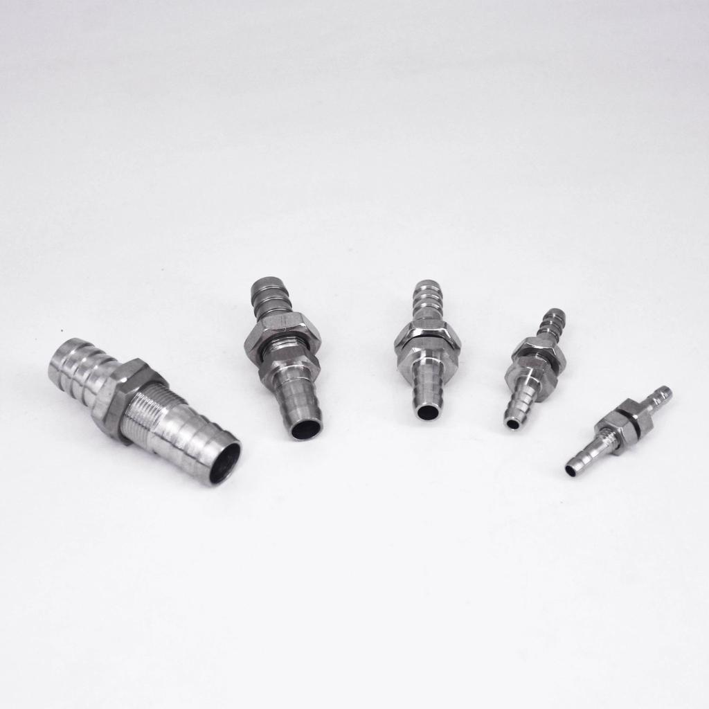 3 4 6 8 10 12 13 14 16 20 25 32mm Ống Barb Giảm Cân Bằng Thép Không Gỉ 304 Vách Ngăn Ống Đuôi Ống Lắp Kết Nối Bảng Điều Khiển