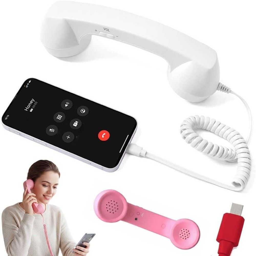 Tay cầm điện thoại CATIYAHA, Bộ thu tay cầm cố định dây miễn phí Type-C, Phong cách điện thoại chất lượng cao với điện thoại micrô