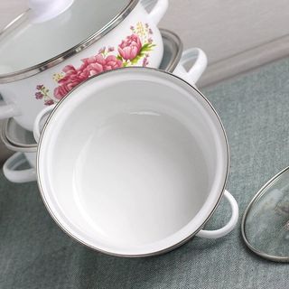 Dày 16-20CM Bộ Ba Mảnh Men Nồi Canh Hai Ear Nồi Luộc Nồi Mì Ăn Liền Bát Lẩu Nhỏ Lard Bát